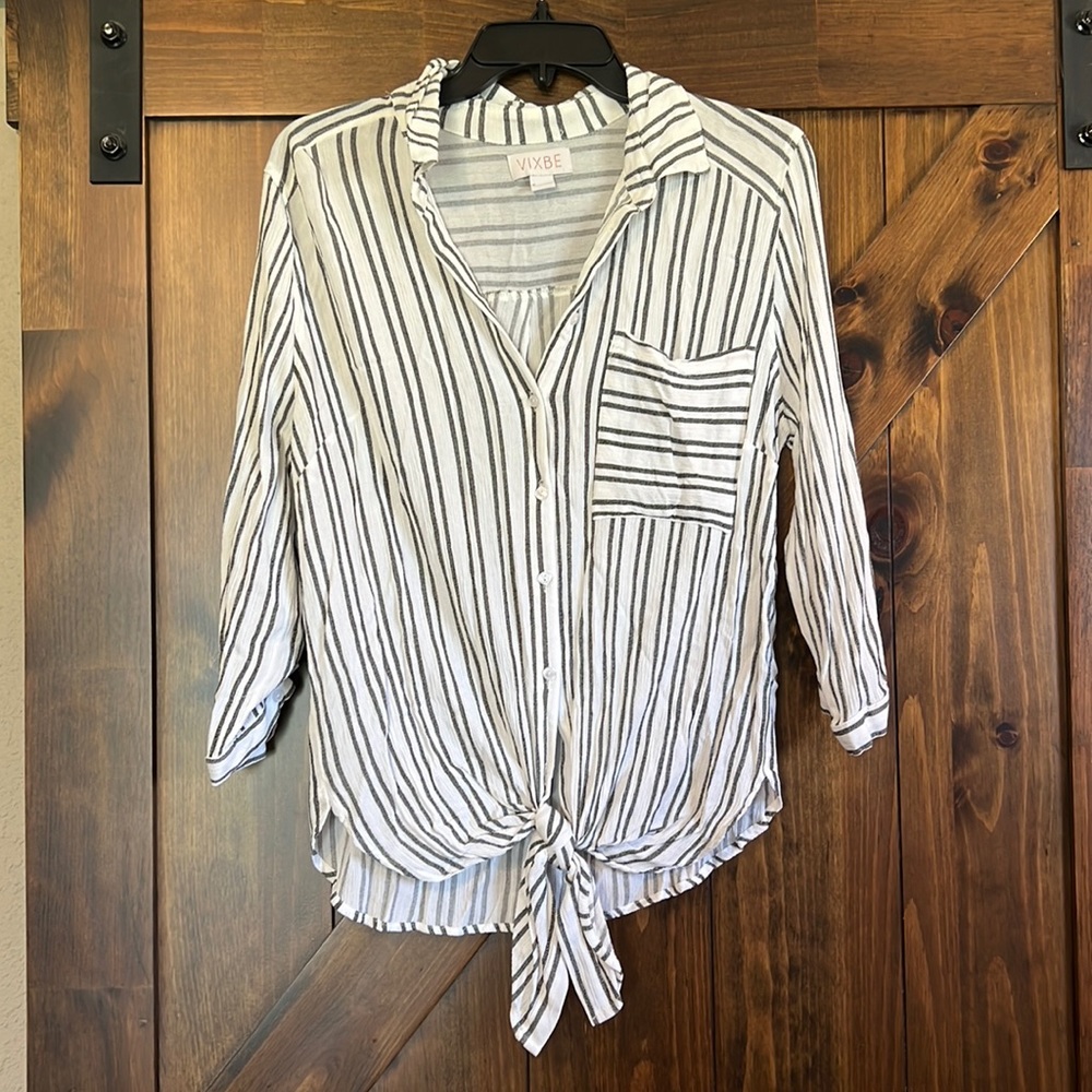 Gray Stripe Blouse